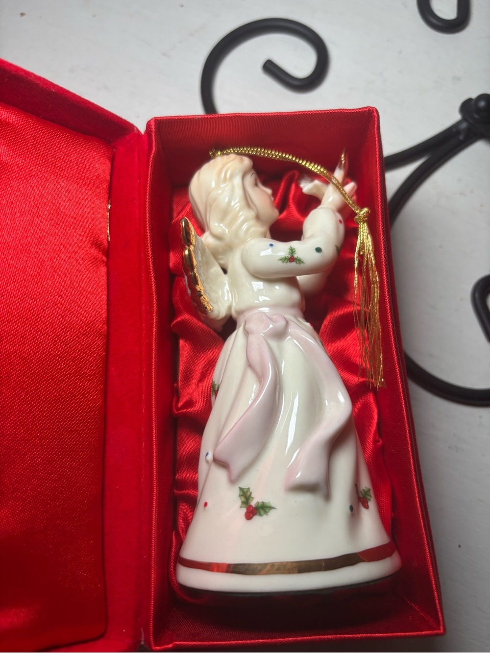 Vintage Formalities by Baum Bros Porcelain Angel Bell Ornament with Box